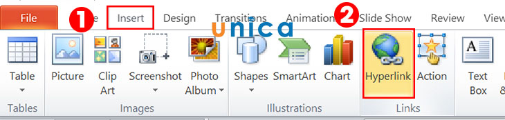 Chọn vào Hyperlink