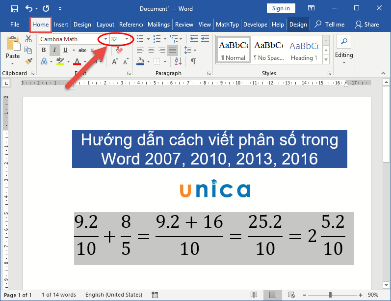Cách viết phân số trong Word 2007, 2010, 2013, 2016 đơn giản