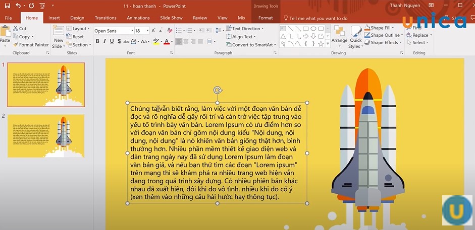 Lựa chọn định dạng đoạn văn