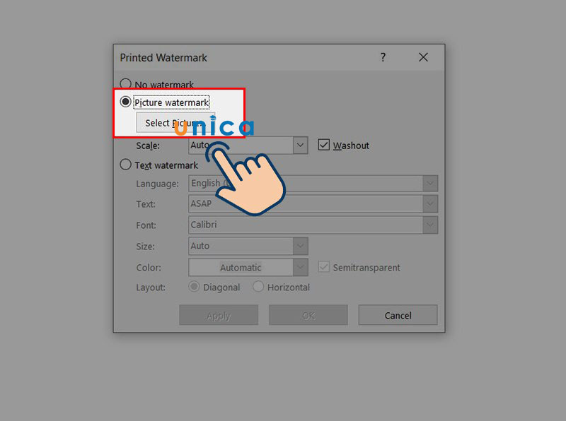 Vào mục Select picture