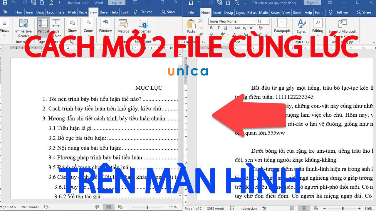 Cách mở 2 file Word cùng lúc trên màn hình máy tính đơn giản, chi tiết