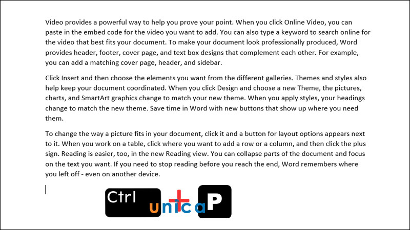 Nhấn phím Crtl + P