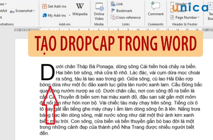 Cách tạo dropcap trong word để sử dụng chữ cái in hoa đầu đoạn văn