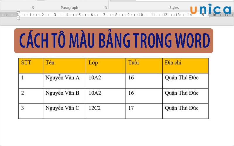 Cách tô màu bảng trong Word (áp dụng cho tất cả các phiên bản Word)