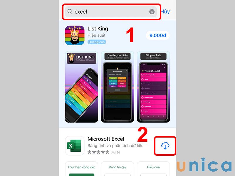 Nhập từ khóa Excel vào ô tìm kiếm