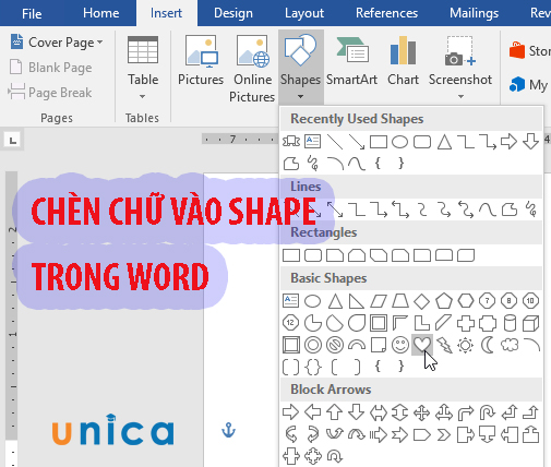 Cách viết chữ vào shape trong word chỉ với vài bước đơn giản