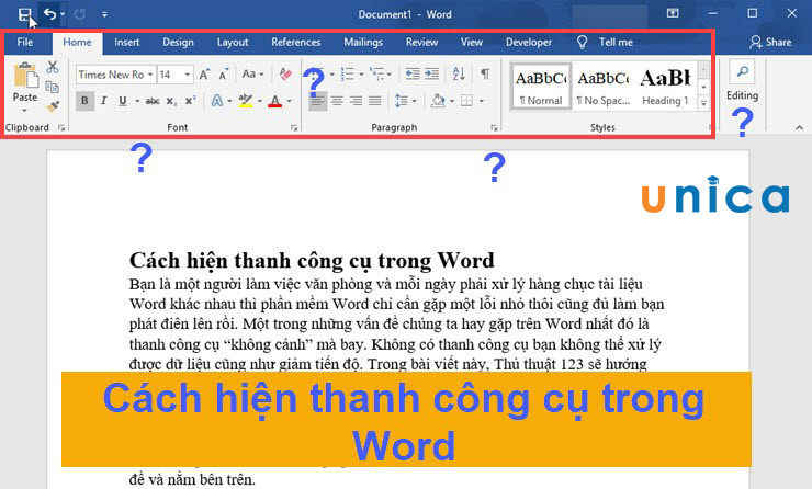 Cách hiện thanh công cụ trong word 2003, 2007, 2010, 2013