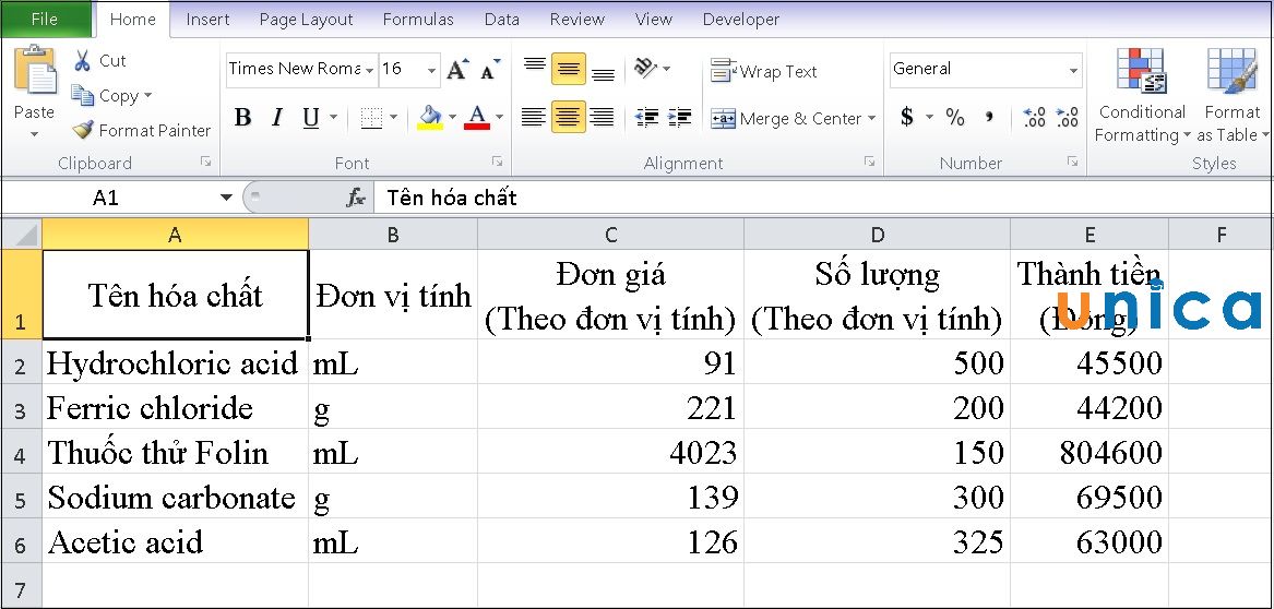Cách tạo bảng trong Excel