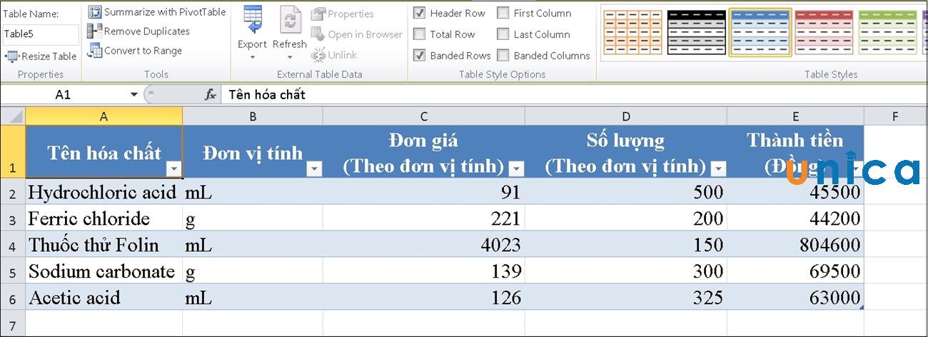 Cách tạo bảng trong Excel
