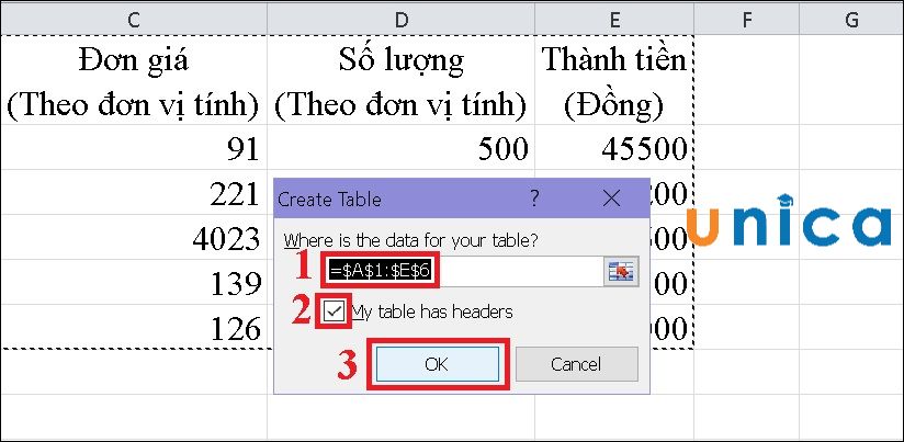 Cách tạo bảng trong Excel