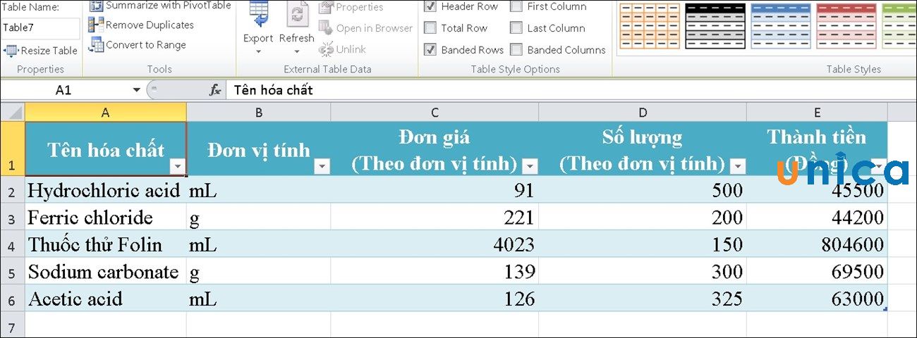 Cách tạo bảng trong Excel