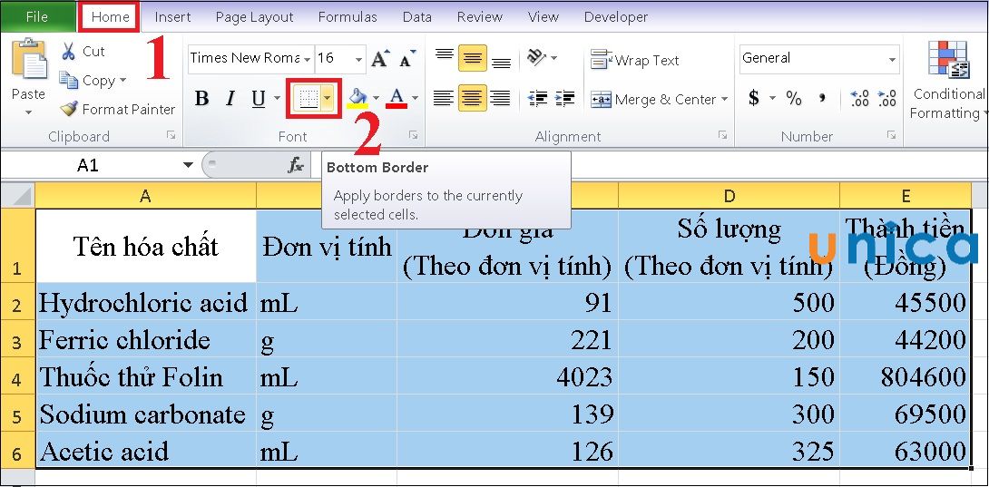 Cách tạo bảng trong Excel