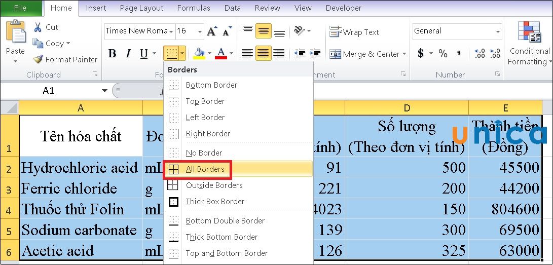 Cách tạo bảng trong Excel