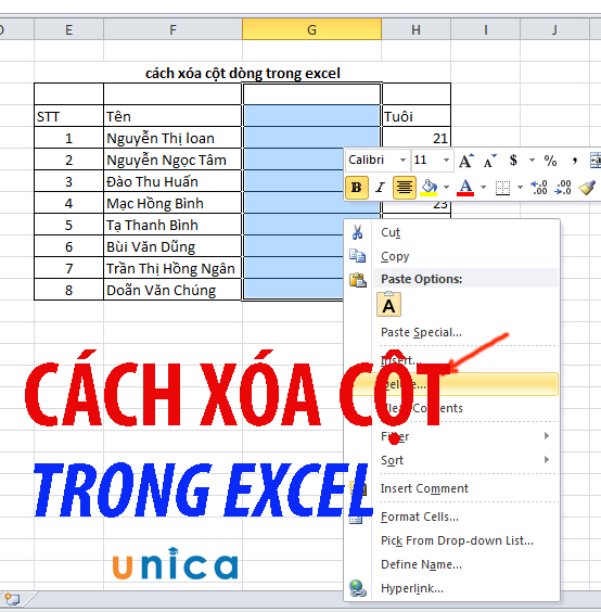 Cách xóa cột trong Excel chỉ mất 3 giây