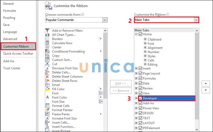 Tích vào mục Developer
