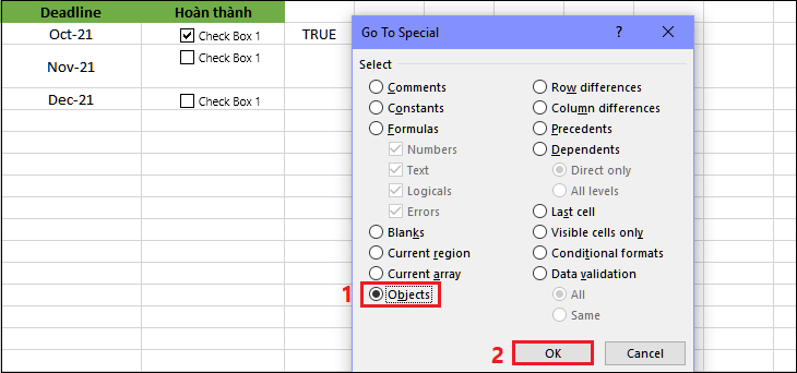 Xoa-checkbox-trong-Excel