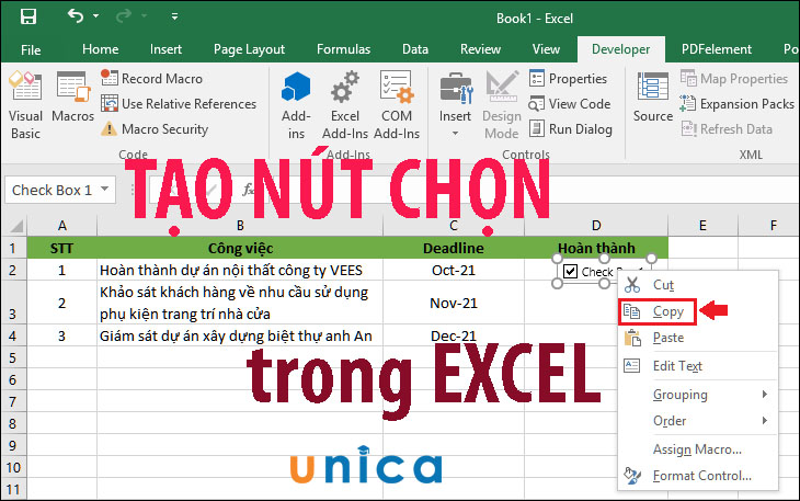 Hướng dẫn cách tạo nút chọn trong Excel