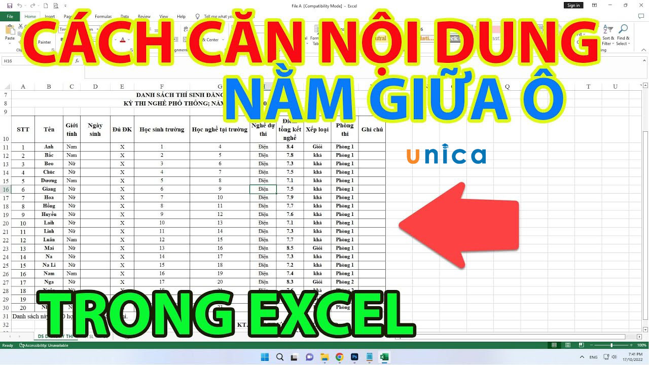 Bật mí cách căn giữa trong Excel siêu đơn giản và nhanh chóng