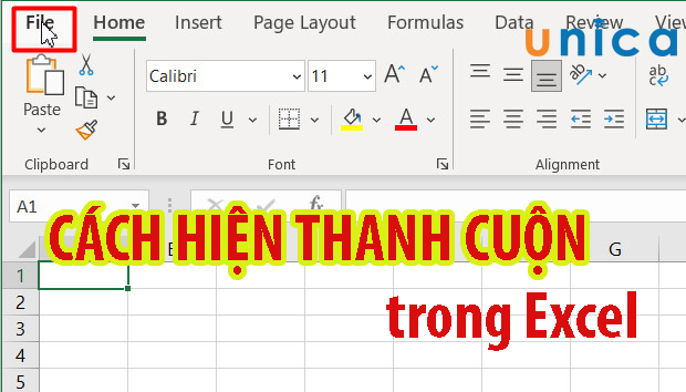 Cách hiện thanh cuộn trong Excel 2007, 2010, 2013, 2016