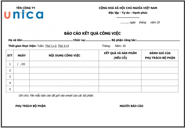 Báo cáo thử việc của nhân viên kinh doanh