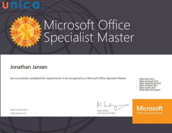 Chứng chỉ tin học văn phòng MOS