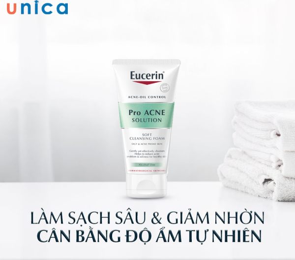 Sữa Rửa Mặt Eucerin Pro ACNE Solution Soft Cleansing Foam Cho Da Mụn