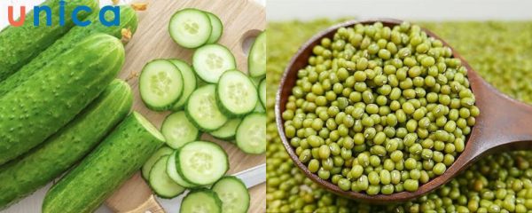 Đậu xanh và dưa leo là nguyên liệu tạo nên mặt nạ trị mụn
