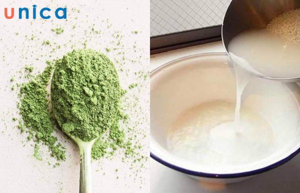 Mặt nạ làm từ trà xanh và nước vo gạo