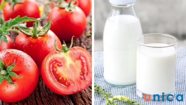 Dưỡng trắng da bằng sữa tươi và cà chua