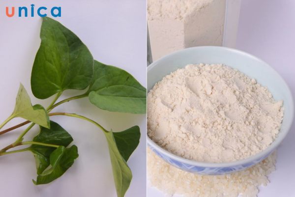 Đắp mặt nạ rau diếp cá và cám gạo