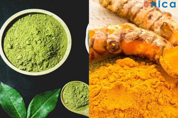 Mặt nạ bằng tinh bột nghệ và trà xanh