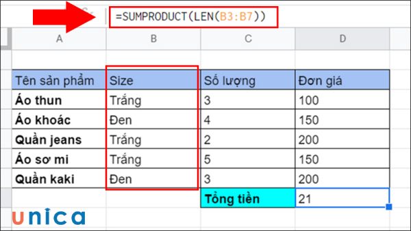 Kết hợp SUMPRODUCT với các hàm khác
