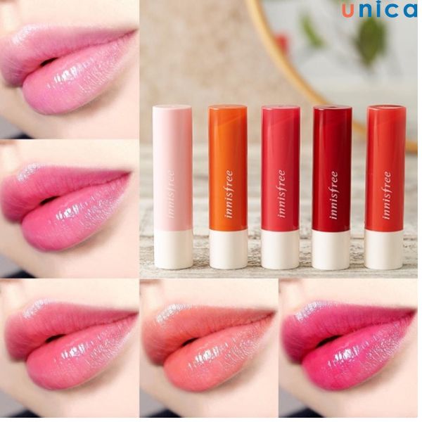 Son môi Innisfree Glow Eco Flower Tint Balm lên màu môi cực đẹp