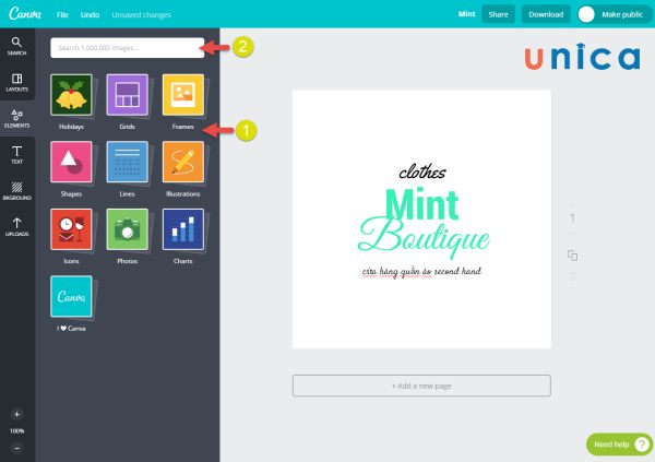 Chọn mẫu logo trên Canva