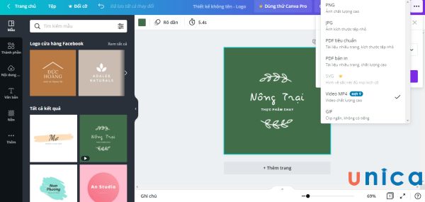 Chỉnh sửa logo trên Canva