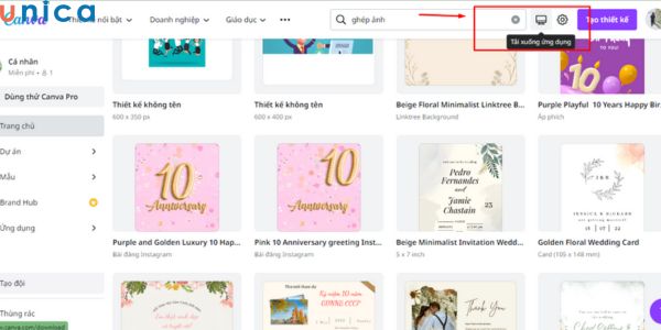 Chọn biểu tượng máy tính để tải Canva về máy tính