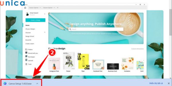 Mở ứng dụng Canva đã tải về lên