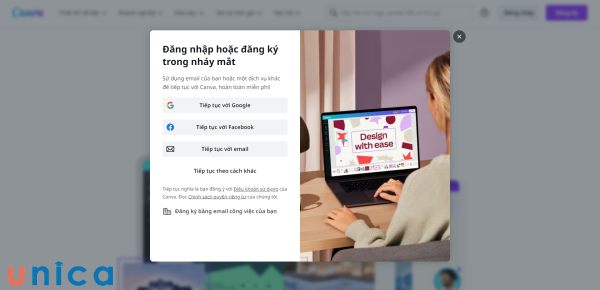 Đăng nhập vào Canva trên máy tính