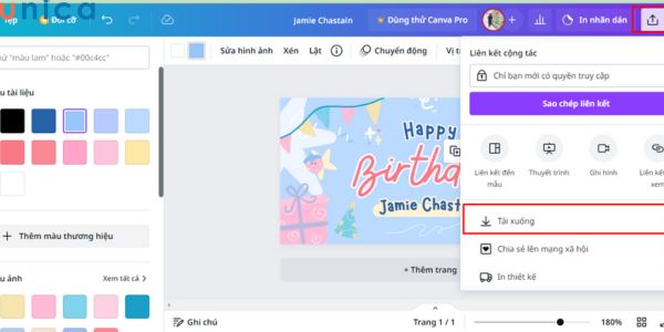 Canva cho phép người dùng tải xuống sticker về máy tính nhanh chóng