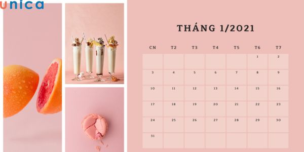 Mẫu lịch thiết kế thông thường màu hồng nhẹ nhàng