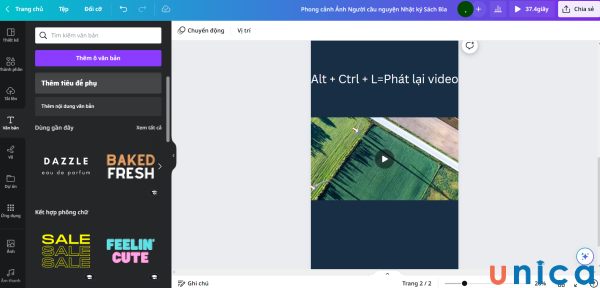 Phát lại video trên ứng dụng chỉnh sửa hình ảnh Canva