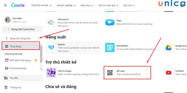 Chọn mẫu QR có sẵn trên Canva để thiết kế cho mình