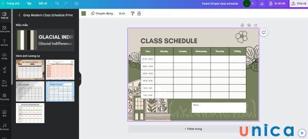 Thiết kế thời khóa biểu trên canva bản free