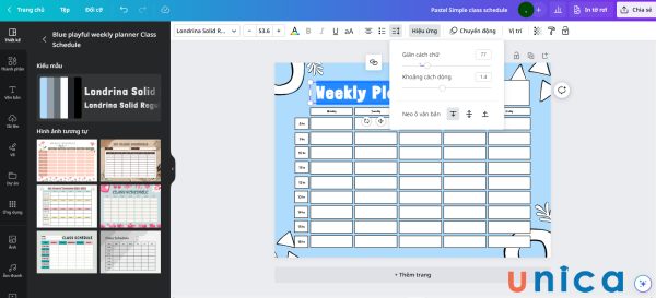 Chỉnh sửa giãn cách trên canva