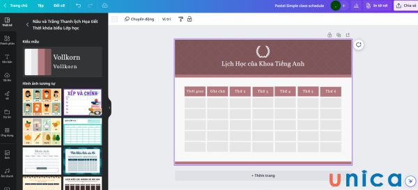 Mẫu thời khóa biểu canva đẹp