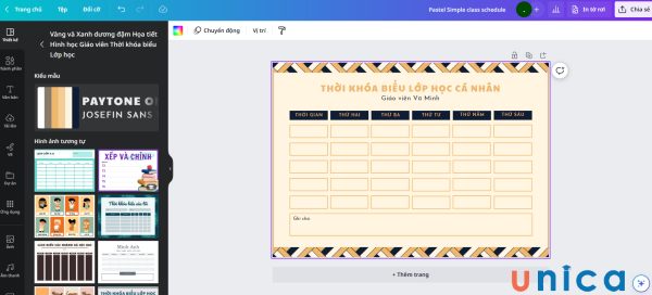 Mẫu thời khóa biểu có sẵn trên canva