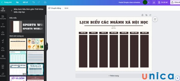Mẫu thời khóa biếu có sẵn trên canva