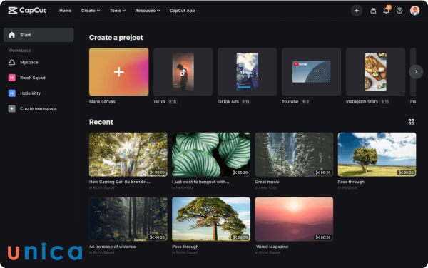 Mở ứng dụng capcut