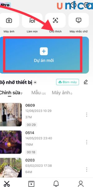 Chọn video từ máy sang Capcut để chèn hiệu ứng