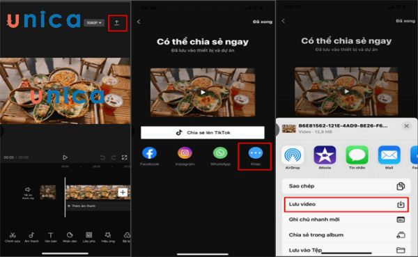 Nhấn vào mũi tên bên trên phía góc phải màn hình để lưu video về máy